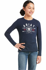 2021 Ariat Youth Int'l Logo Long Sleeve T-Shirt 10036980 - Navy